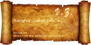 Vargha Zakariás névjegykártya